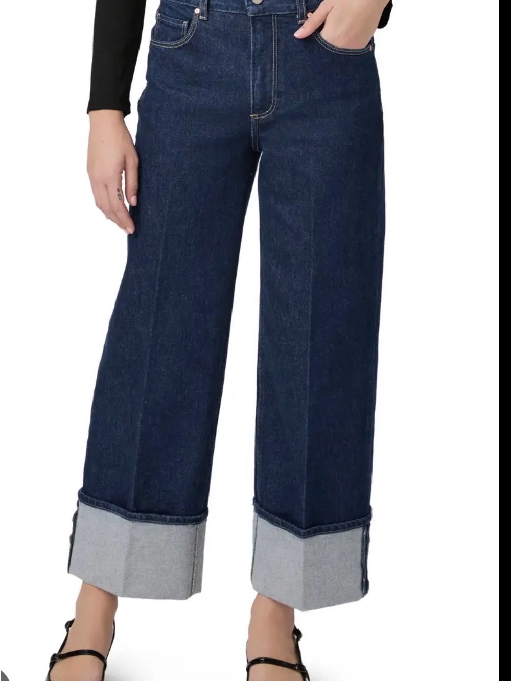 Paige Sasha Cuffed Wide leg high rise Jean